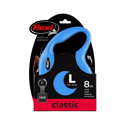 FLEXI Smycz automatyczna dla psa New Classic L taśma 8 m niebieska