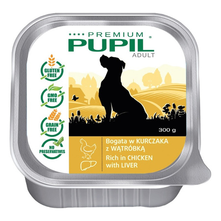 Karma mokra dla psa PUPIL Premium ADULT bogata w kurczaka z wątróbką 300 g