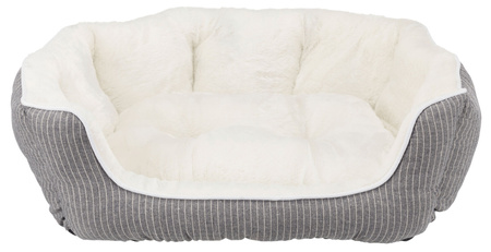 Davin, legowisko, dla psa/kota, owalne, szaro/kremowe, plusz, 60 x 45cm