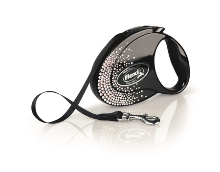 Flexi FLEXI Smycz Glam Splash Crystal, M TAŚMA 5 m, czarna