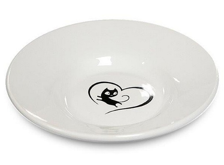 Yarro/Moderna Miska ceramiczna dla kota z serduszkiem biała [Y2752]