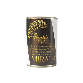 MIRALS Insekt No 1 - czarny żołnierz na puree z dynii i ananasa z duszonymi świeżymi kasztanam 375g