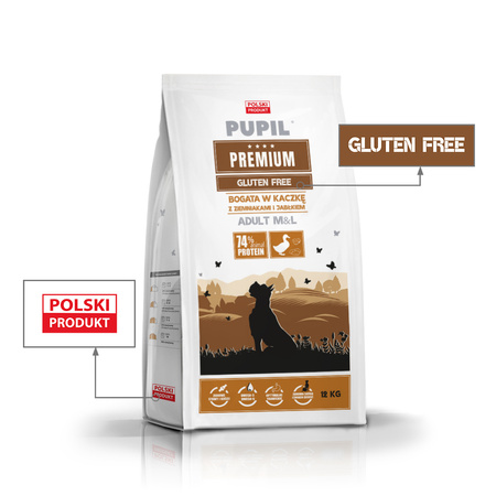 Karma sucha dla psa PUPIL Premium M&L bogata w kaczkę z ziemniakami i jabłkiem 12 kg
