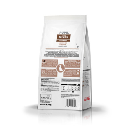 Karma sucha dla psa PUPIL Premium MINI bogata w gęś z ryżem i aronią 1,6 kg