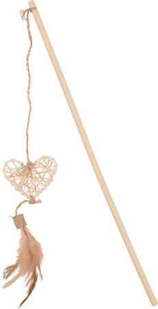 ZOLUX Zabawka dla kota wędka serce z rattanu i piórka ETHICAT 44 cm