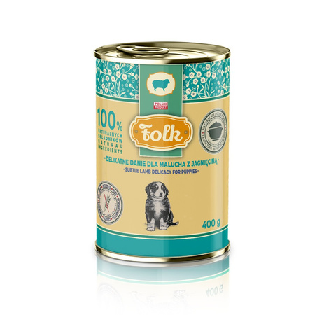 Karma mokra dla psa FOLK Junior Delikatne danie dla malucha z jagnięciną 400 g