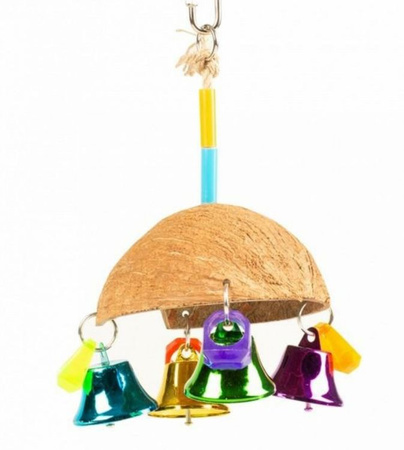 DUVO+ ZABAWKA DLA PTAKÓW KOKOS+DZWONKI 13x13x19cm 11150