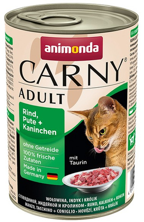 Animonda Carny Adult Wołowina, Indyk + Królik puszka 400g