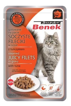 SUPER BENEK SASZ.KOT 85g FILETY W SOSIE Z TUŃCZYKIEM /28