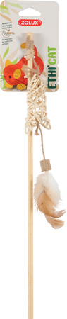 ZOLUX Zabawka dla kota wędka ryba z rattanu i piórka ETHICAT 45 cm