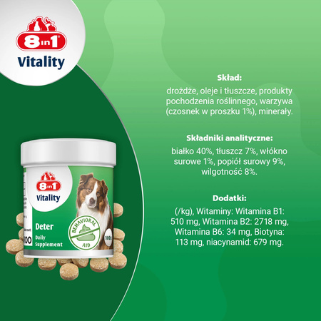 8in1 Vitality tabletki Deter dla psów przeciw koprofagii 100tb.