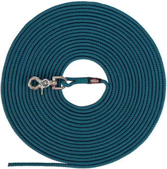 Smycz treningowa, dla psa, linka, okrągła, petrol, S–M: 15 m/o 6 mm