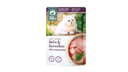 PURE NATURE CAT Huhn Kaninchen - kurczak z królikiem i mniszkiem lekarskim dla dorosłych kotów (85g)