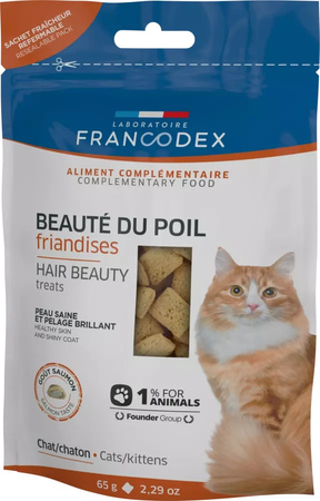Francodex Przysmak dla kota - piękna sierść smak łososia 65 g