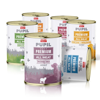 Karma mokra dla psa PUPIL Premium All Meat ADULT MIX smaków 6 x 800 g