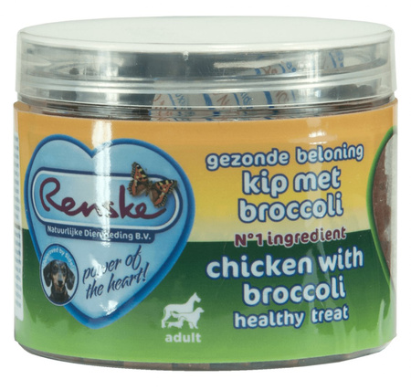 Renske Dog Healthy Mini Treat Chicken with broccoli - zdrowy mini przysmak dla psów małych ras - kurczak z brokułami 100 g