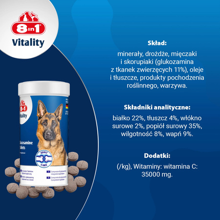 8in1 Vitality Glukozamina dla psów stawy i aktywność 55tb
