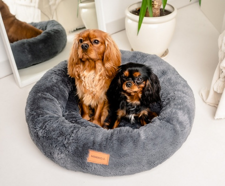 MIMIKO Pets Legowisko Shaggy okrągłe XL 75cm grafitowe