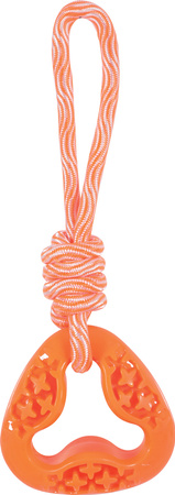 Zolux Zabawka dla psa trójkątna ze sznurem TPR SAMBA 26 cm kol.pomarańczowy