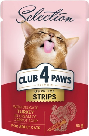 CLUB4Ł KOT sasz.85g STRIPS INDYK  w marchewkowym kremowym sosie /12