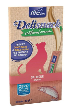 LIFE CAT DELI SNACK NATURAL CREAM 6x15g SALMON /12
