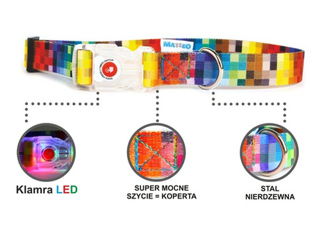 Matteo Obroża Klamra LED 25mm piksele