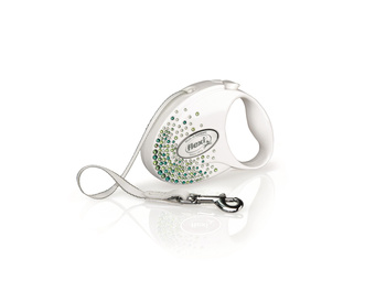 Flexi FLEXI Smycz Glam Splash Leaf,  S TAŚMA 3m, biała
