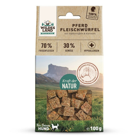 WILDES LAND DOG Fleischwürfel Pferd - kostki z mięsa koniny - przysmaki dla psów (100g)
