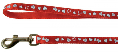 Zolux Smycz dla kota odblaskowa wzór Serce 1m kol. czerwony