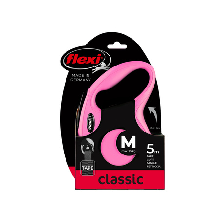 FLEXI Smycz automatyczna dla psa NEW CLASSIC M 5 m taśma różowa
