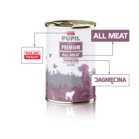 Karma mokra dla psa PUPIL Premium All Meat ADULT jagnięcina 400 g