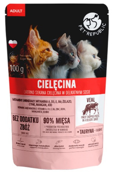 PET REPUBLIC KOT saszetka 100g CIELĘCINA  ADULT sos /24