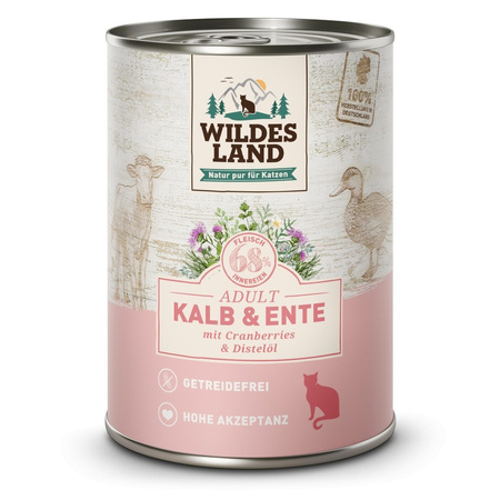 WILDES LAND CAT Classic Kalb Ente - cielęcina i kaczka z żurawiną (400g)