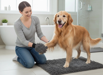 ZOLUX Dywan ręcznik dla psa z rękawicą mikrofibra do suszenia 120x80 szary