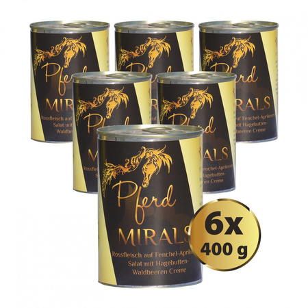 MIRALS Pferd - Konina na sałatce z kopru włoskiego i moreli oraz kremem z owoców dzikiej róży 400g