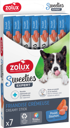 ZOLUX Przysmak kremowy dla psa SWEETIES z łososiem i kurczakiem 14g x7