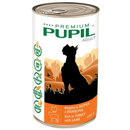 Karma mokra dla psa PUPIL Premium bogata w indyka z jagnięciną 1250 g