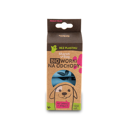 STARCHBAG Kompostowalne BIOworki na odchody 1 rolka x 15szt, kol. błękit
