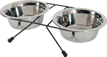 ZOLUX Miski dla psa i kota na stojaku metalowym INOX 2 szt. 350 ml