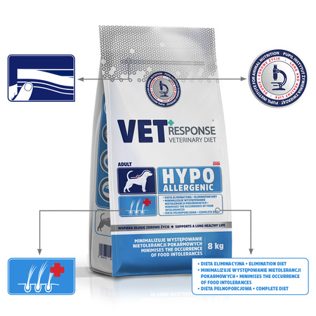 Karma sucha dla psa VET RESPONSE VETERINARY DIET HYPPOALERGENIC 8 kg