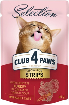 CLUB4Ł KOT sasz.85g STRIPS INDYK  w marchewkowym kremowym sosie /12
