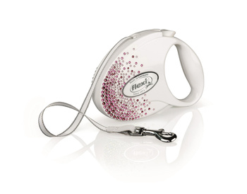 Flexi FLEXI Smycz Glam Splash Pink, M TAŚMA 5m, biała