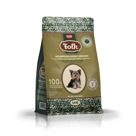 Karma sucha dla psa FOLK MINI Wielkopolska kaczka z królikiem z dodatkiem aromatycznych jabłek i majeranku 1,6 kg