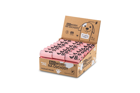 STARCHBAG Kompostowalne BIOworki na odchody 63 rolki x 15szt, kol. róż