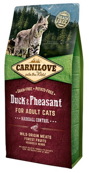 CARNILOVE KOT 6kg DUCK PHEASANT HAIRBALL CONTROLL