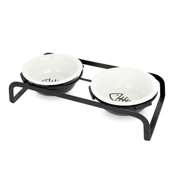 BARRY KING ZESTAW 2 MISKI                 CERAMICZNE+METALOWY STOJAK DLA KOTA 12cm