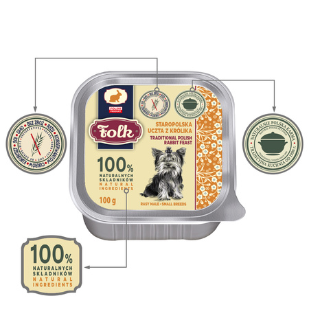 Karma mokra dla psa FOLK Mini Staropolska uczta z królika szalka 100 g