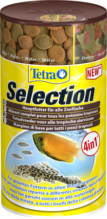TETRA Selection 100 ml, 4 rodzaje pokarmów podstawowych dla ryb w akwarium