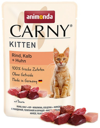 Animonda Carny Kitten Wołowina, Cielęcina + Kurczak saszetka 85g