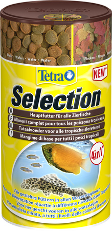 TETRA Selection 250 ml, 4 rodzaje pokarmów podstawowych dla ryb w akwarium